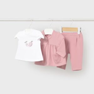 survêtement bébé 3 pièces rose et blanc