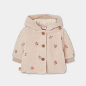Manteau bouclettes à motifs de fleurs