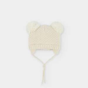 mon premier Bonnet pompoms blanc