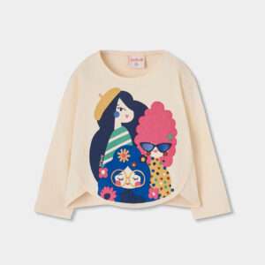 T-shirt manches longues motif 3 filles