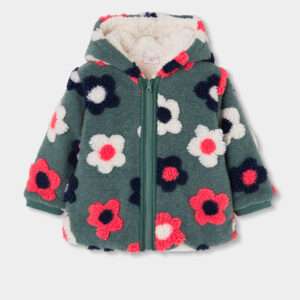 Veste à bouclettes motifs fleurs