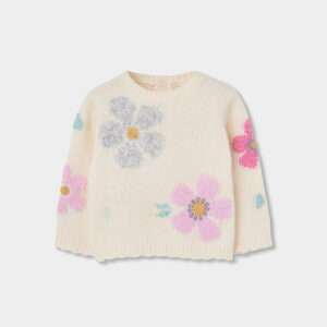 Pull blanc avec fleurs pastels