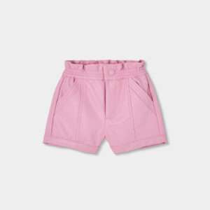 Short rose en similicuir