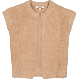 Veste sans manches fourrure beige