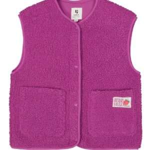 Veste sans manches à bouclettes magenta