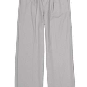 Pantalon fluide gris à élastique blanc détaillé