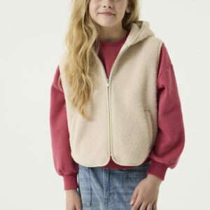 Doudoune sans manches à bouclettes beige