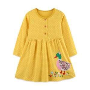 Robe Jaune petits pois et maman Canne