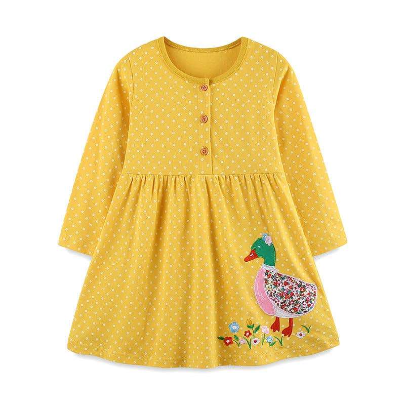 Robe Jaune petits pois et maman Canne