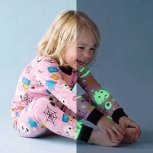 Ensemble de pyjama phosphorescent Halloween Nuit d'horreur Rose
