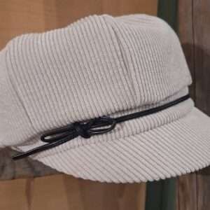 Béret casquette beige velour cottelé