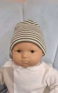 Bonnet en coton rayures vert olive