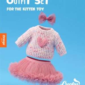 Ensemble Lucky Kitty : Pull en laine coeur rose