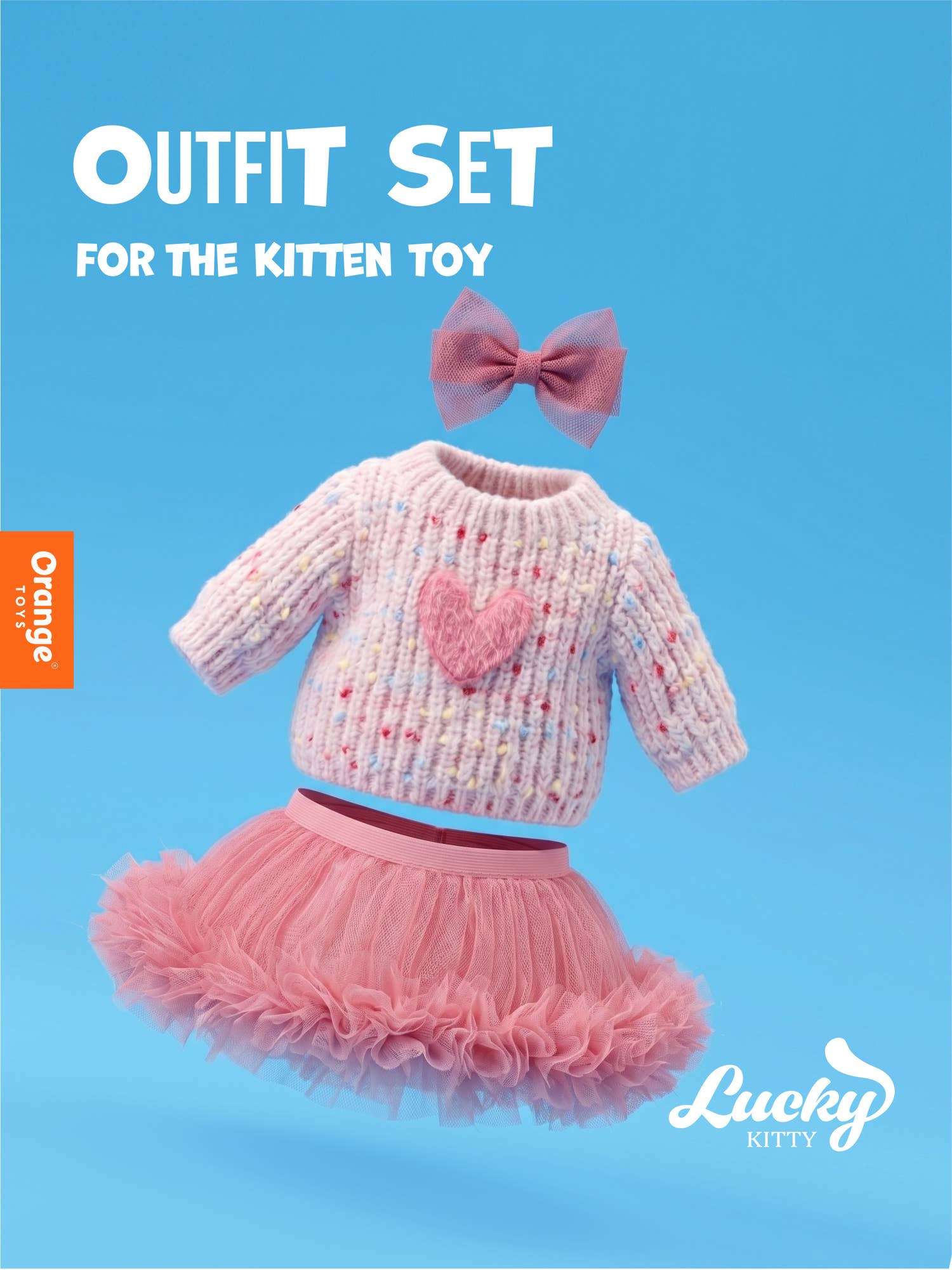 Ensemble Lucky Kitty : Pull en laine coeur rose