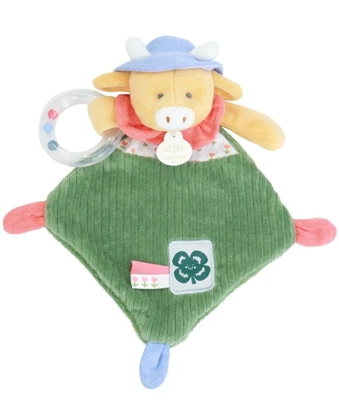 Doudou vache avec hochet billes - Aneth -21 cm – Image 4