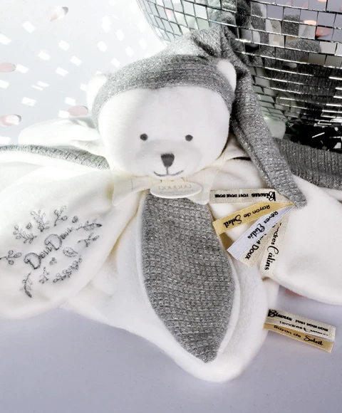 Doudou plat pétales Ours Gris - 25 cm - Collection Anniversaire – Image 2