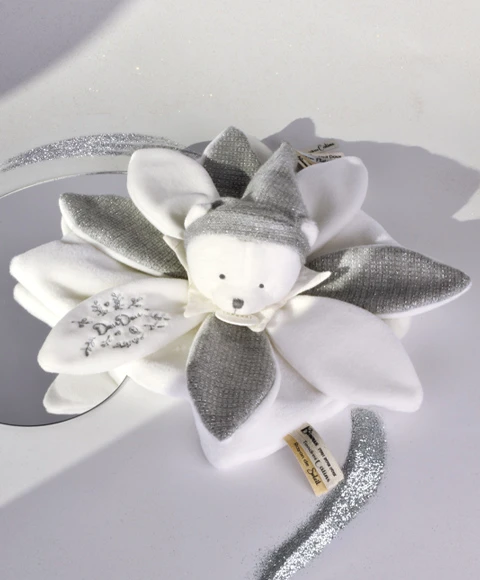 Doudou plat pétales Ours Gris - 25 cm - Collection Anniversaire – Image 3