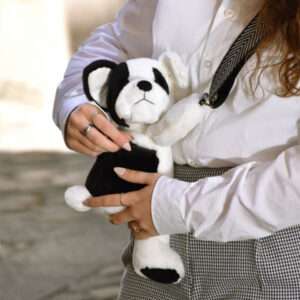 Sac bandoulière - Chien en peluche noir et blanc - 30cm