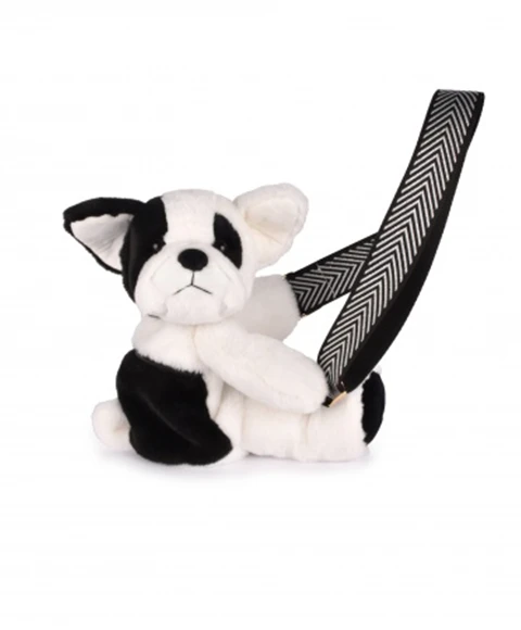 Sac bandoulière - Chien en peluche noir et blanc - 30cm – Image 4