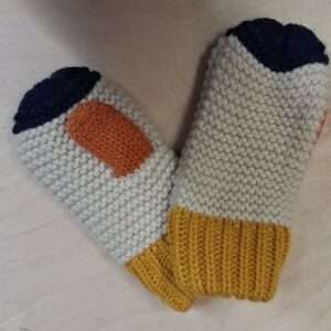 Moufles laine jaune et bleu fiebig