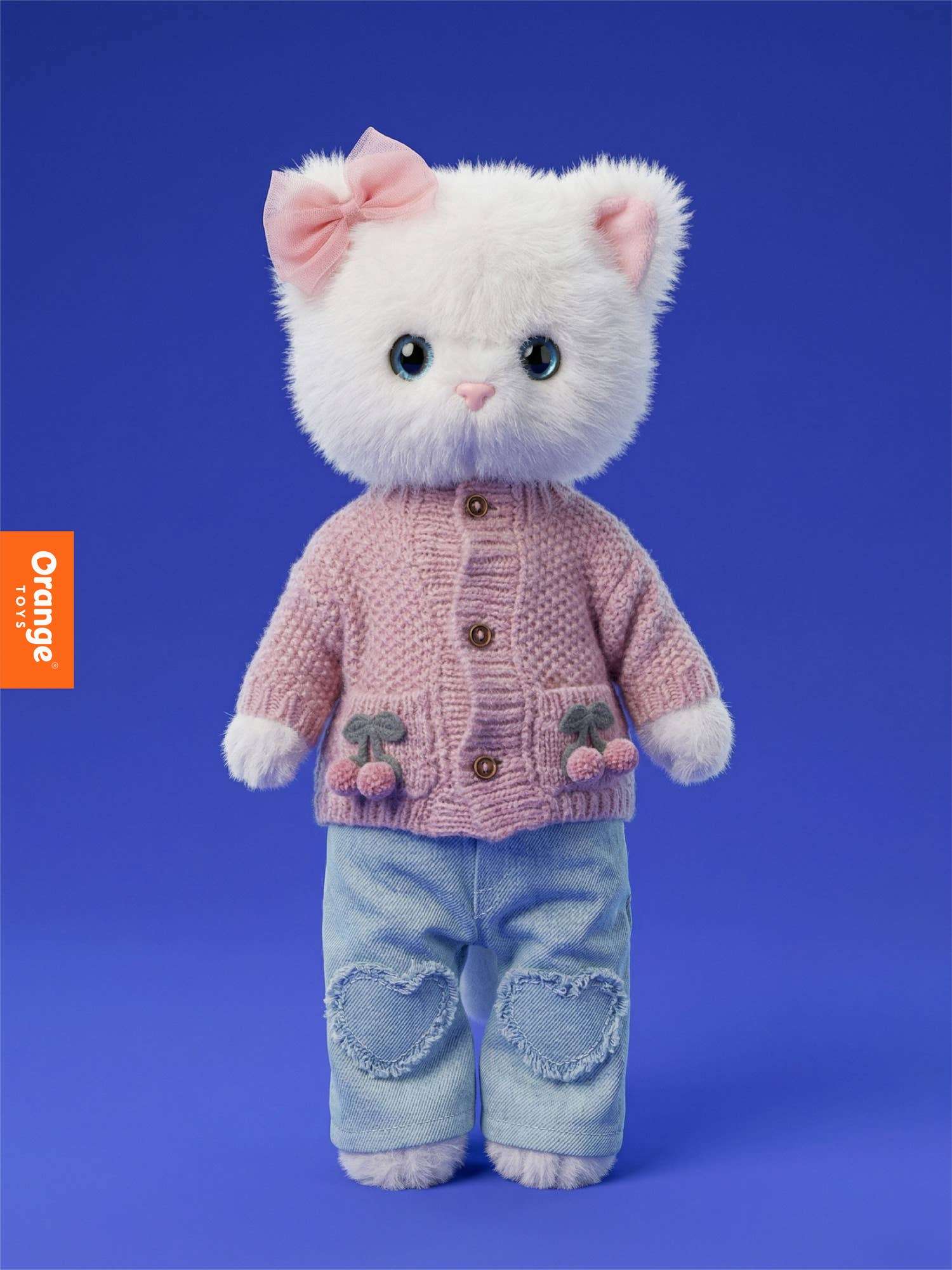 Peluche, Lucky Kitty, Lucky Sophie : Cerises tricotées 38 cm