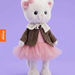 Peluche Lucky Kitty gilet en laine marron