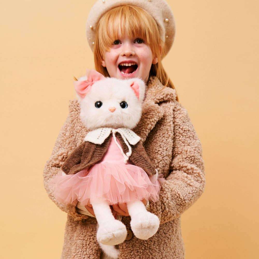 Peluche Lucky Kitty gilet en laine marron – Image 5