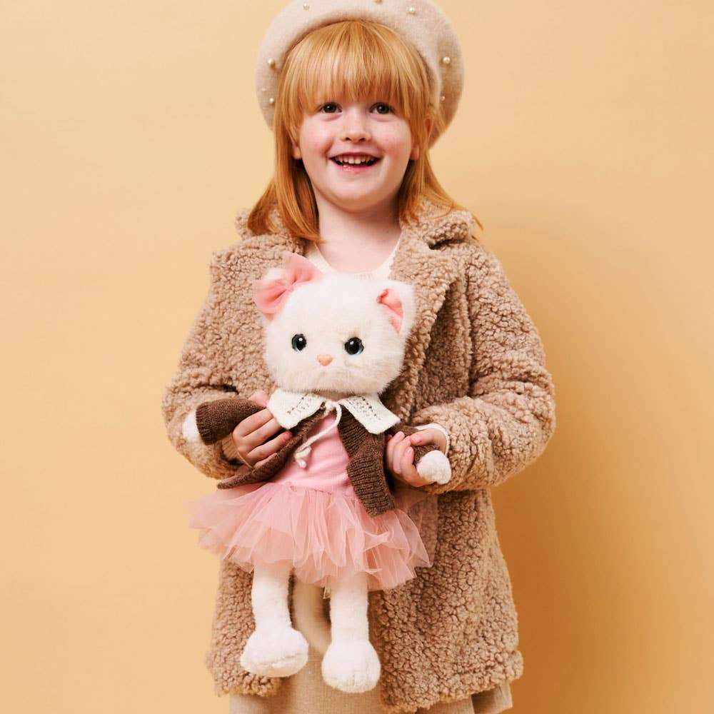 Peluche Lucky Kitty gilet en laine marron – Image 7