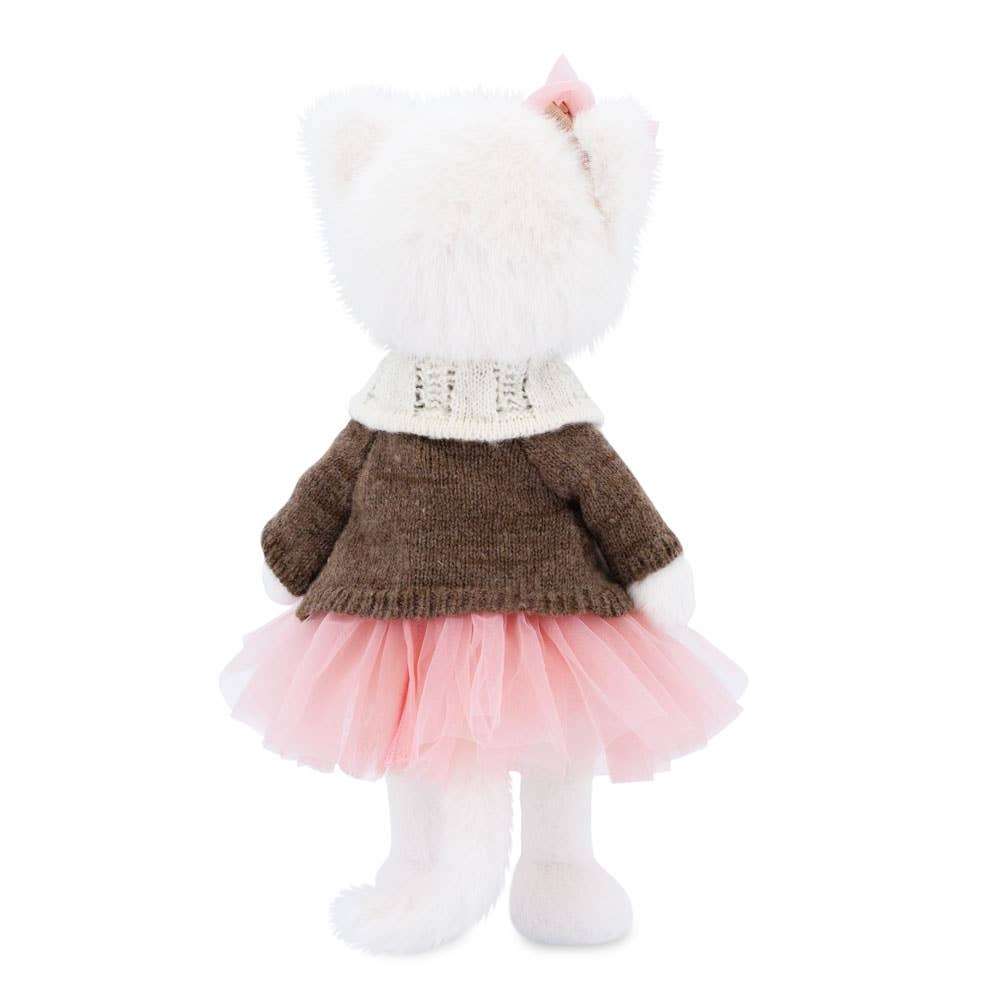 Peluche Lucky Kitty gilet en laine marron – Image 3