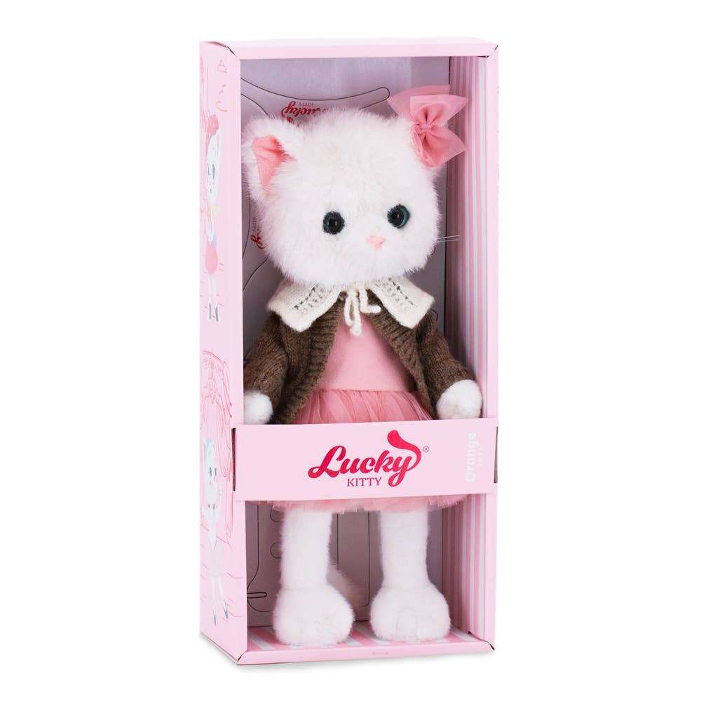 Peluche Lucky Kitty gilet en laine marron – Image 4