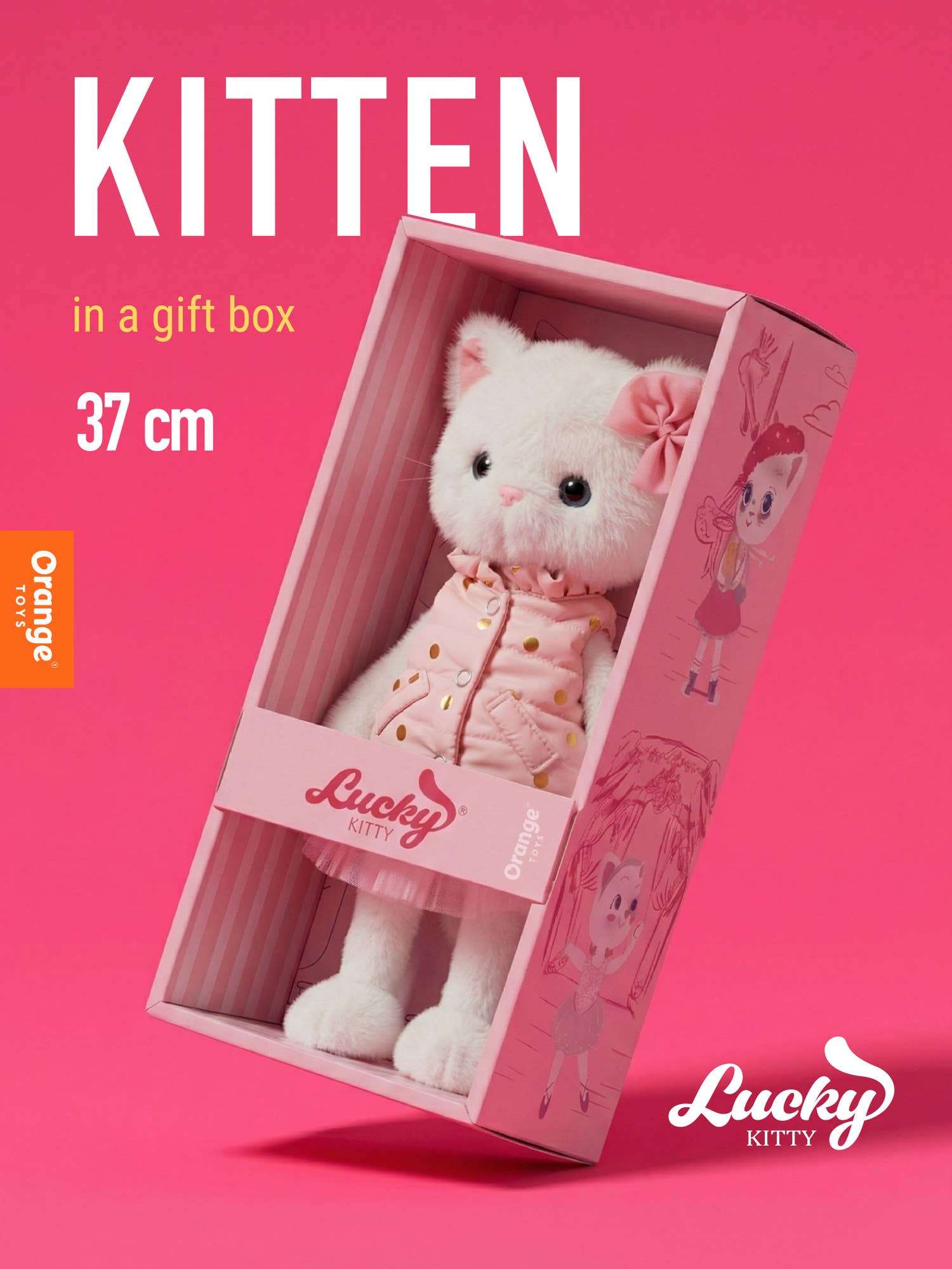Peluche Lucky Kitty veste a pois – Image 2