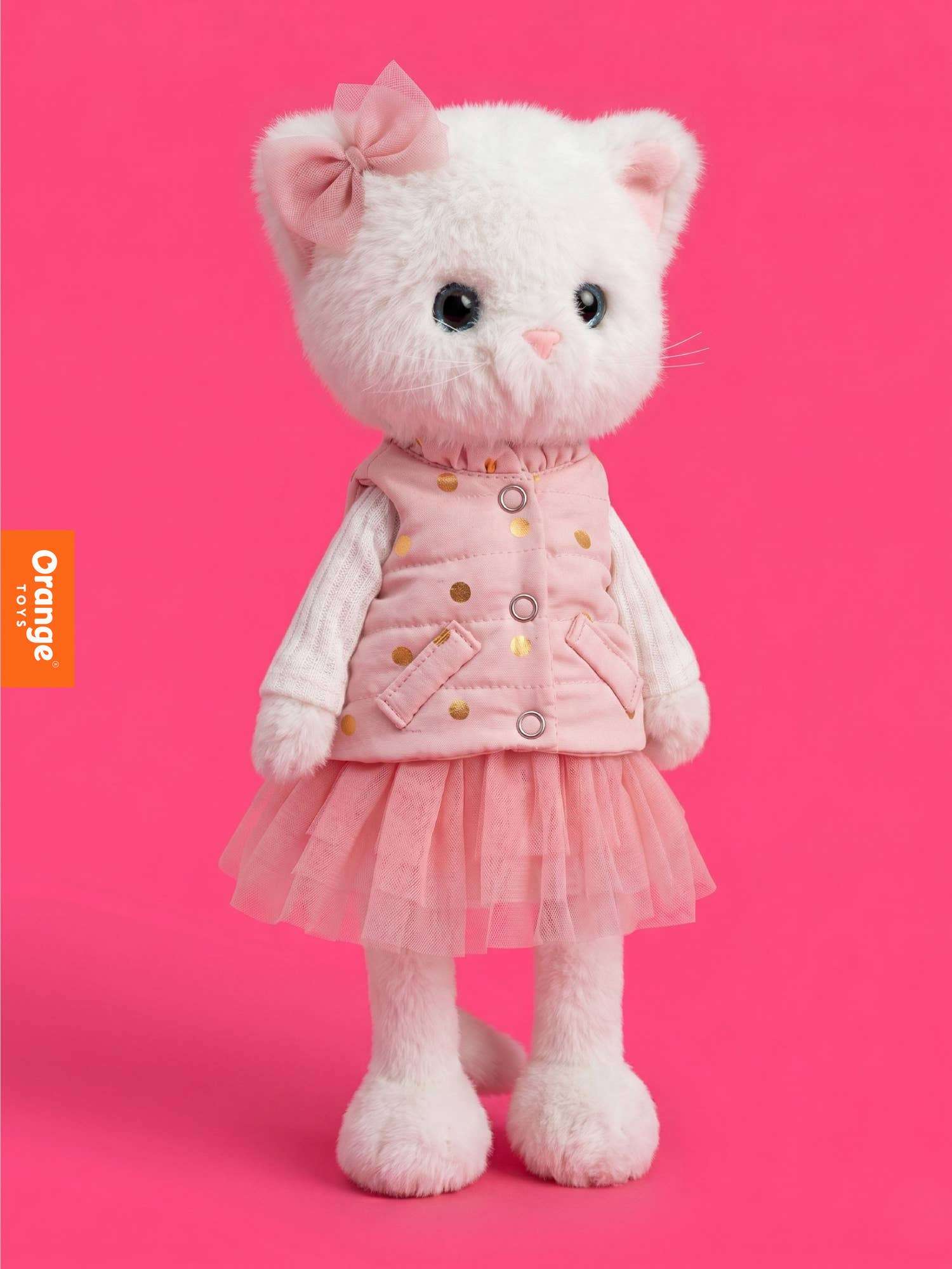 Peluche Lucky Kitty veste a pois – Image 3